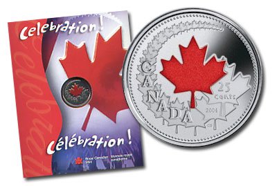 2004 25c CANADA DAY - COLOURED COIN