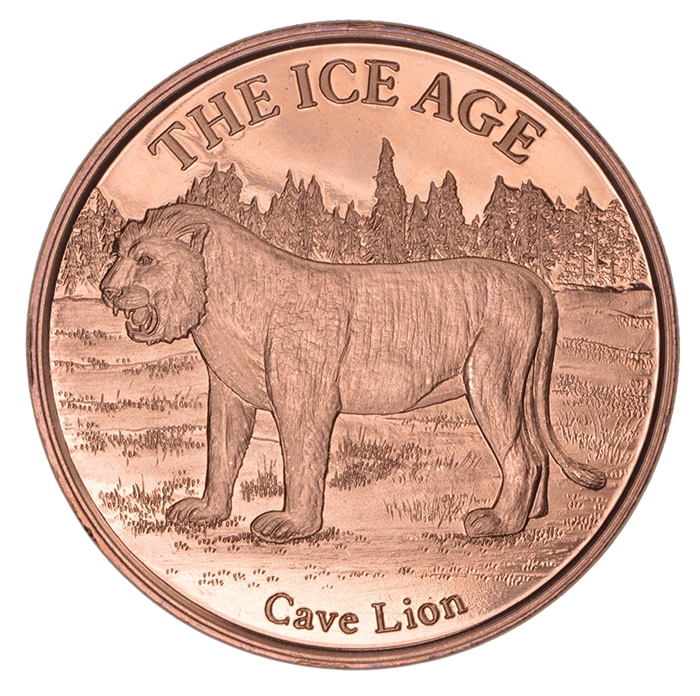 1oz CAVE LION COPPER ROUND