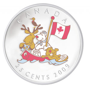 2009 COLOURED 25-CENT CANADA DAY SINGLE PROOF-LIKE