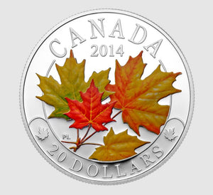 2014 1oz $20 MAJESTIC MAPLE LEAVES FINE SILVER 3 COIN SET (NO SLEEVE, TONED)