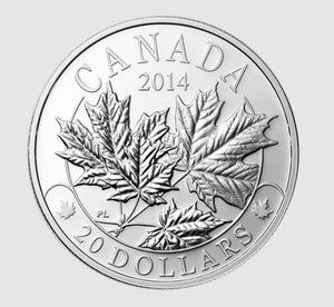 2014 1oz $20 MAJESTIC MAPLE LEAVES FINE SILVER 3 COIN SET (NO SLEEVE, TONED)
