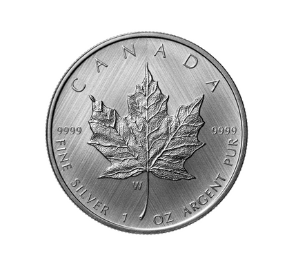 2021 1oz $5 SILVER MAPLE LEAF: W MINT MARK FINE SILVER COIN