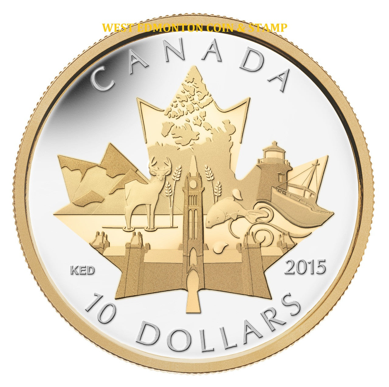 2015 1/2oz $10 CELEBRATING CANADA FINE SILVER COIN