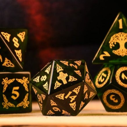 CELTIC GREEN GLASS DICE SET - DICE AROUND THE WORLD COLLECTION