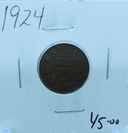 1924 CANADA CIRCULATION ONE CENT - UNGRADED