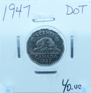 1947 CANADA CIRCULATION FIVE CENTS - UNGRADED (2522)