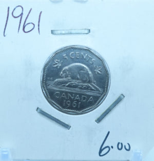 1961 CANADA CIRCULATION FIVE CENTS - UNGRADED