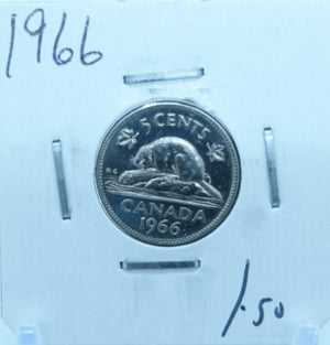 1966 CANADA CIRCULATION FIVE CENTS - UNGRADED