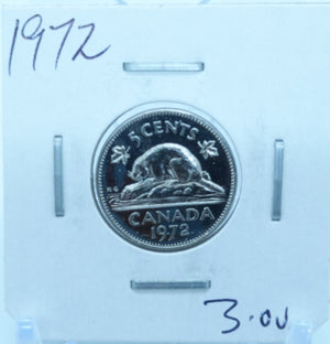 1972 CANADA CIRCULATION FIVE CENTS - UNGRADED