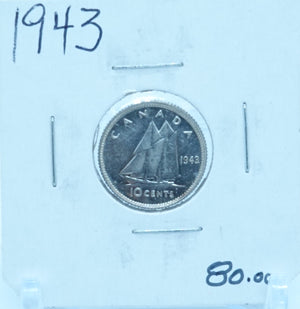 1943 CANADA CIRCULATION TEN CENTS - UNGRADED (2442)