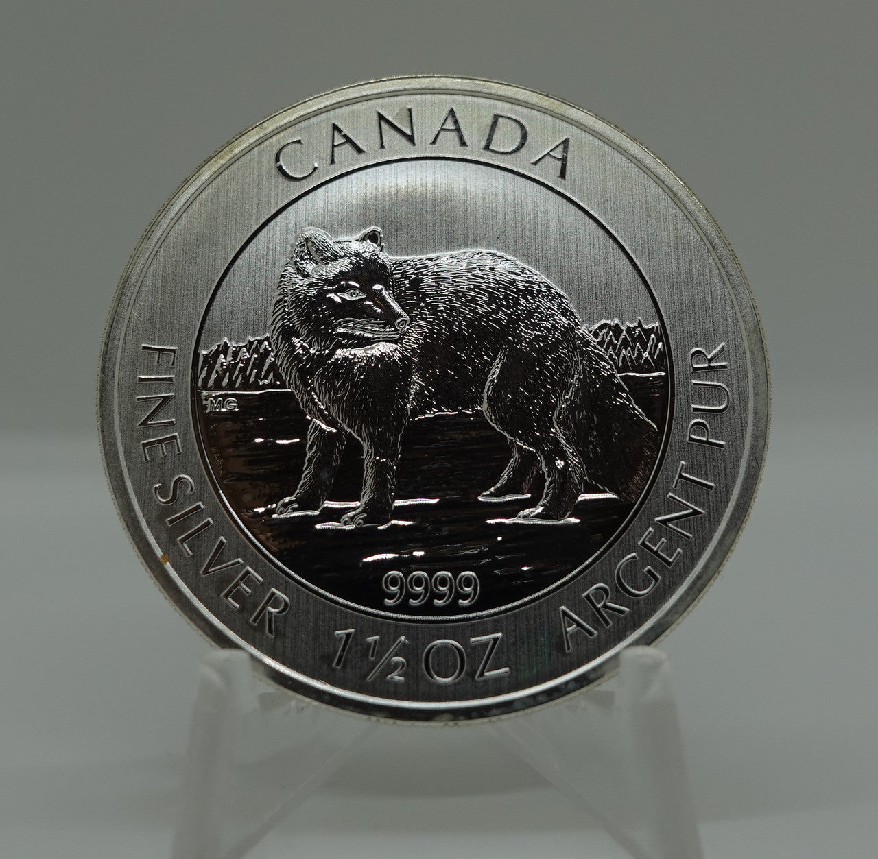E-TRANSFER ONLY - 2014 1 1/2oz ARCTIC FOX FINE SILVER