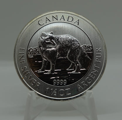 E-TRANSFER ONLY - 2014 1 1/2oz ARCTIC FOX FINE SILVER