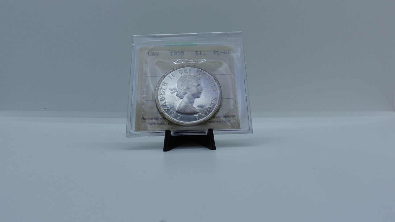 1958 CANADA CIRCULATION SILVER DOLLAR PL-66 CAMEO