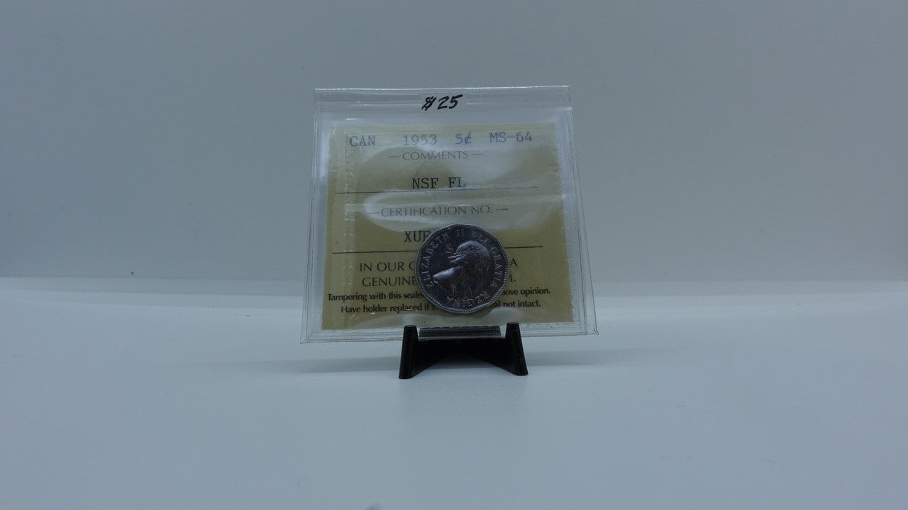 1953 CANADA CIRCULATION 5-CENT MS-64 NSF FL