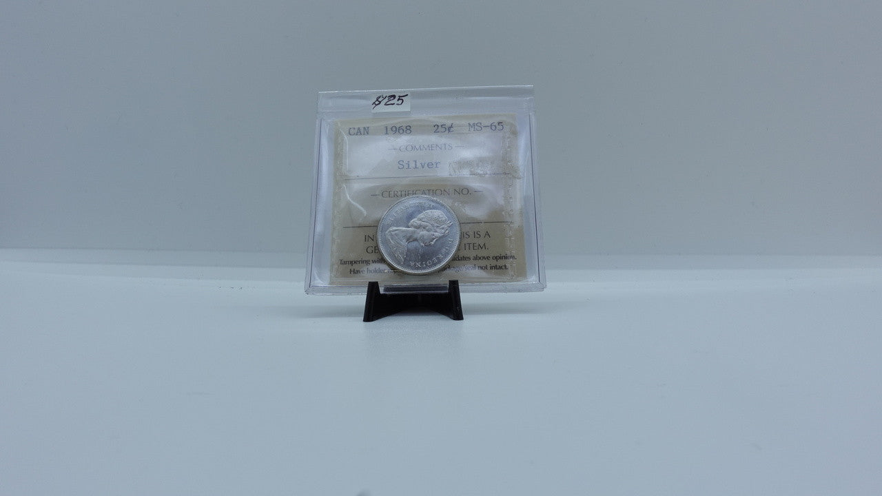 1968 CANADA CIRCULATION 25-CENT SILVER MS-65