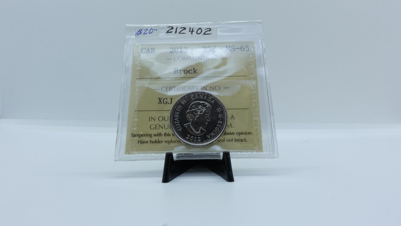 2012 CANADA CIRCULATION 25-CENT MS-65 BROCK