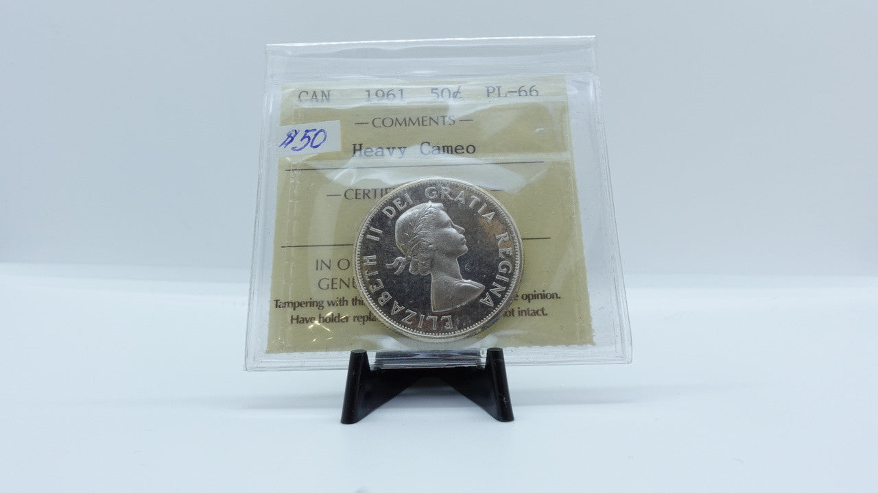 1961 CANADA CIRCULATION 50-CENT PL-66 HEAVY CAMEO