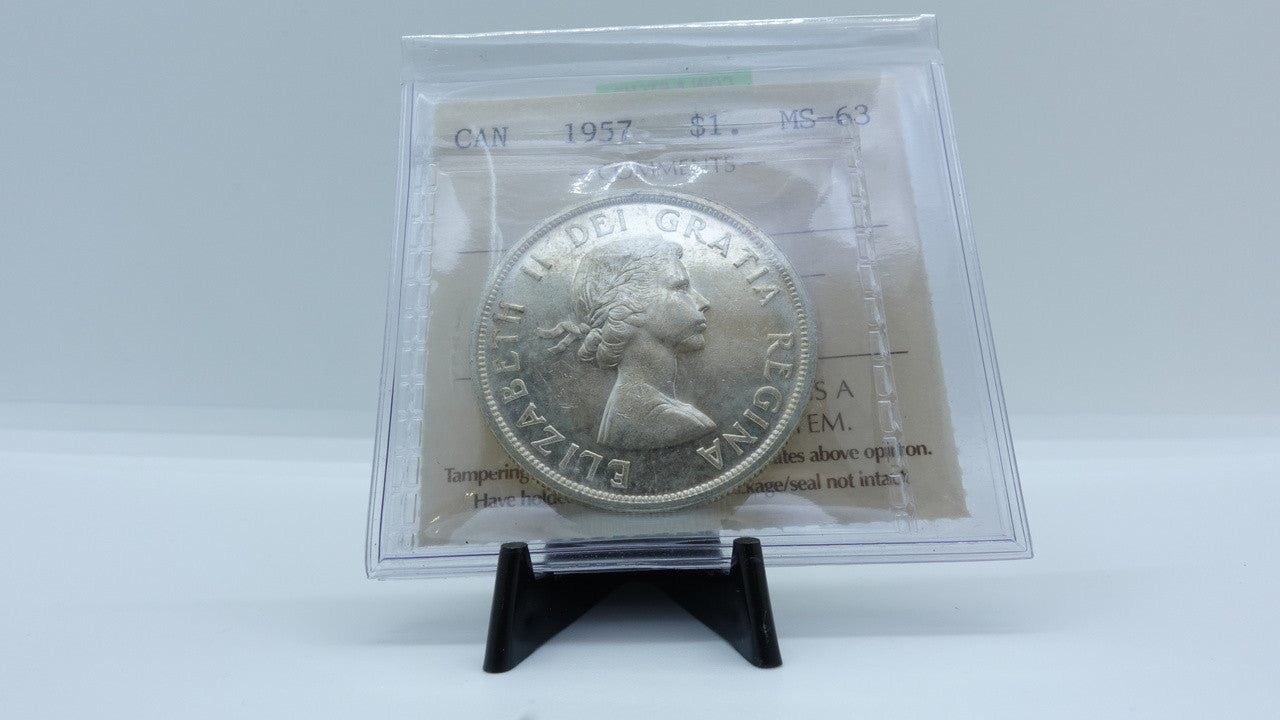 1957 CANADA CIRCULATION SILVER DOLLAR MS-63