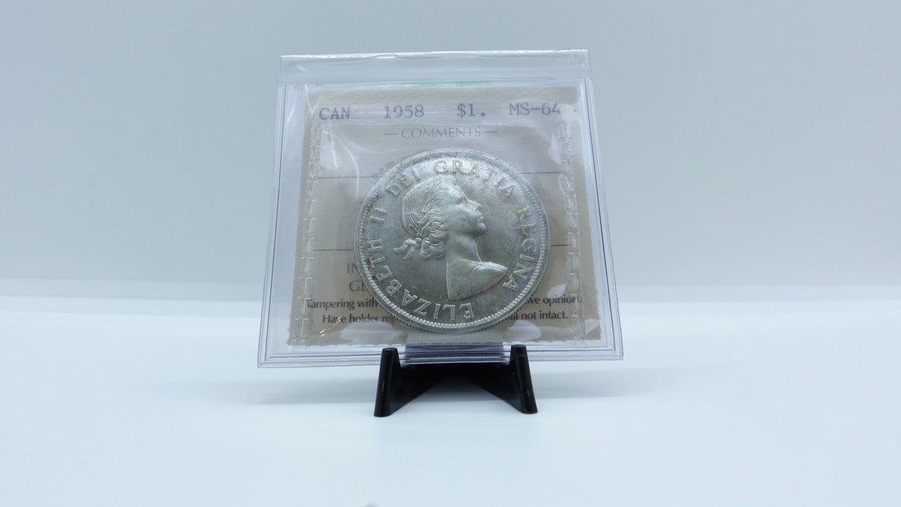 1958 CANADA CIRCULATION SILVER DOLLAR MS-64