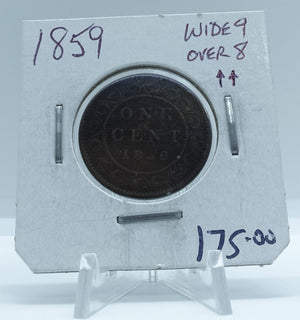 1859 CANADA CIRCULATION 1-CENT WIDE 9 OVER 8