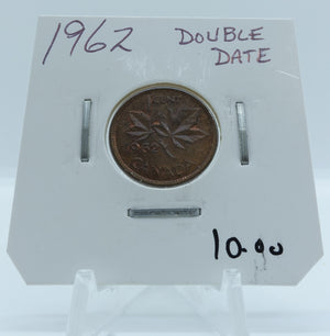 1962 CANADA CIRCULATION 1-CENT DOUBLE DATE