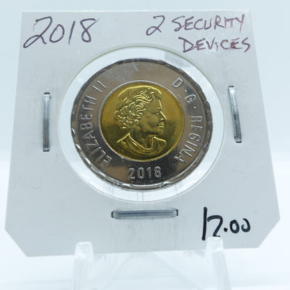 2018 CANADA CIRCULATION TOONIE 2 SECURITY DEVICES
