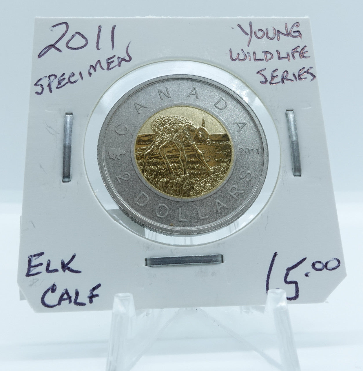 2011 CANADA CIRCULATION TOONIE SPECIMEN YOUNG WILDLIFE SERIES ELK CALF