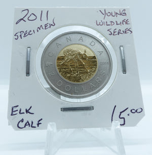 2011 CANADA CIRCULATION TOONIE SPECIMEN YOUNG WILDLIFE SERIES ELK CALF