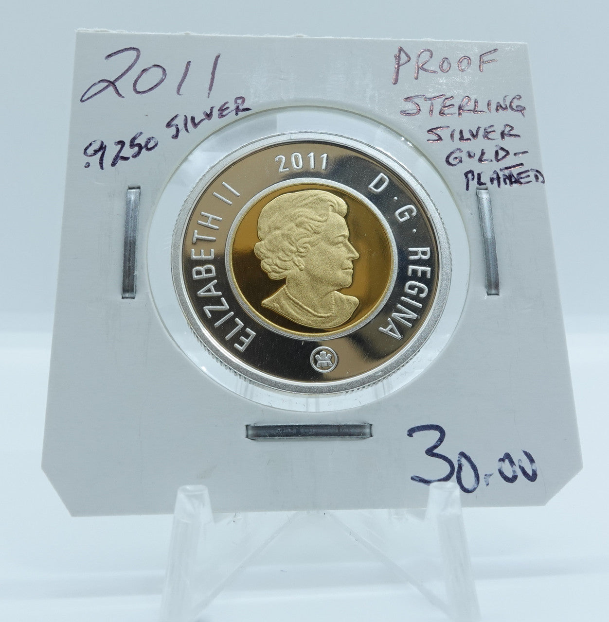 2011 CANADA CIRCULATION TOONIE .9250 PROOF STERLING SILVER GOLD-PLATED