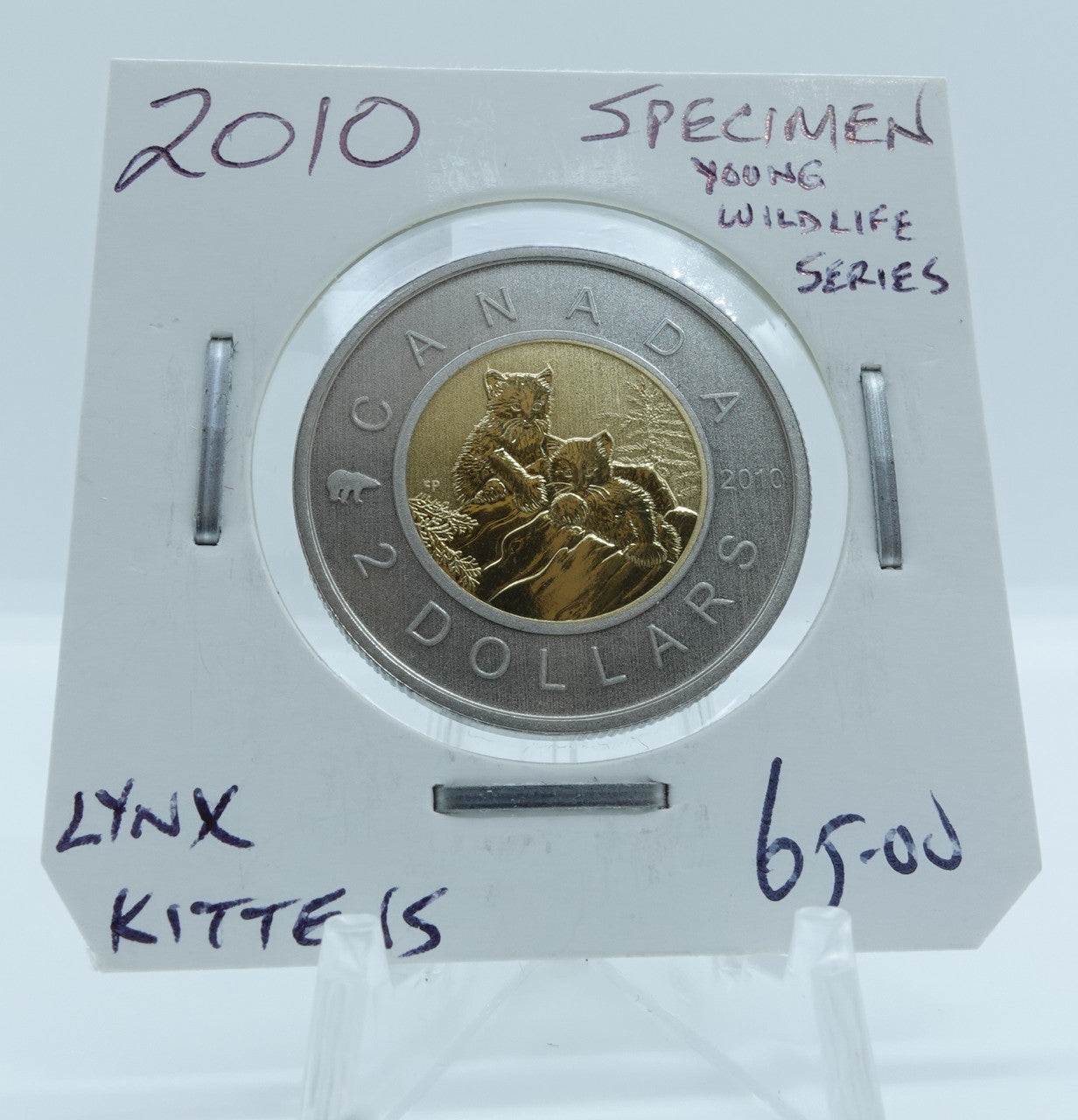 2010 CANADA CIRCULATION TOONIE SPECIMEN YOUNG WILDLIFE SERIES LYNX KITTENS
