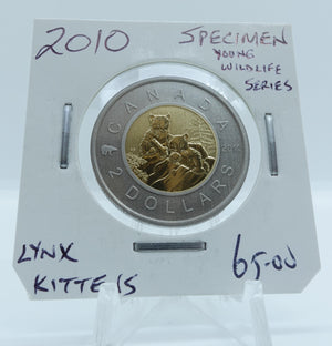 2010 CANADA CIRCULATION TOONIE SPECIMEN YOUNG WILDLIFE SERIES LYNX KITTENS