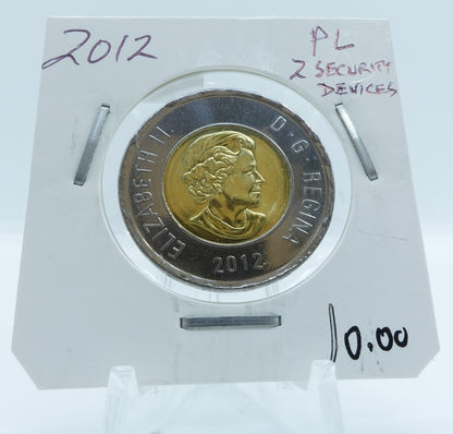 2012 CANADA CIRCULATION TOONIE PL 2 SECURITY DEVICES
