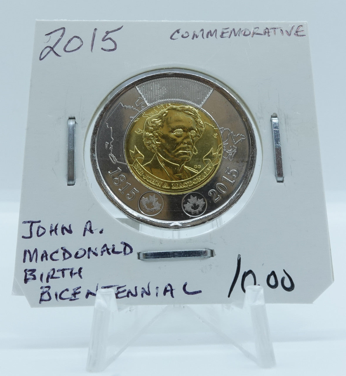 2015 CANADA CIRCULATION TOONIE COMMEMORATIVE JOHN A. MACDONALD BIRTH BICENTENNIAL (2)