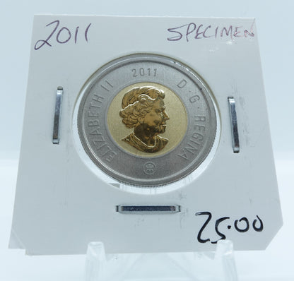 2011 CANADA CIRCULATION TOONIE SPECIMEN