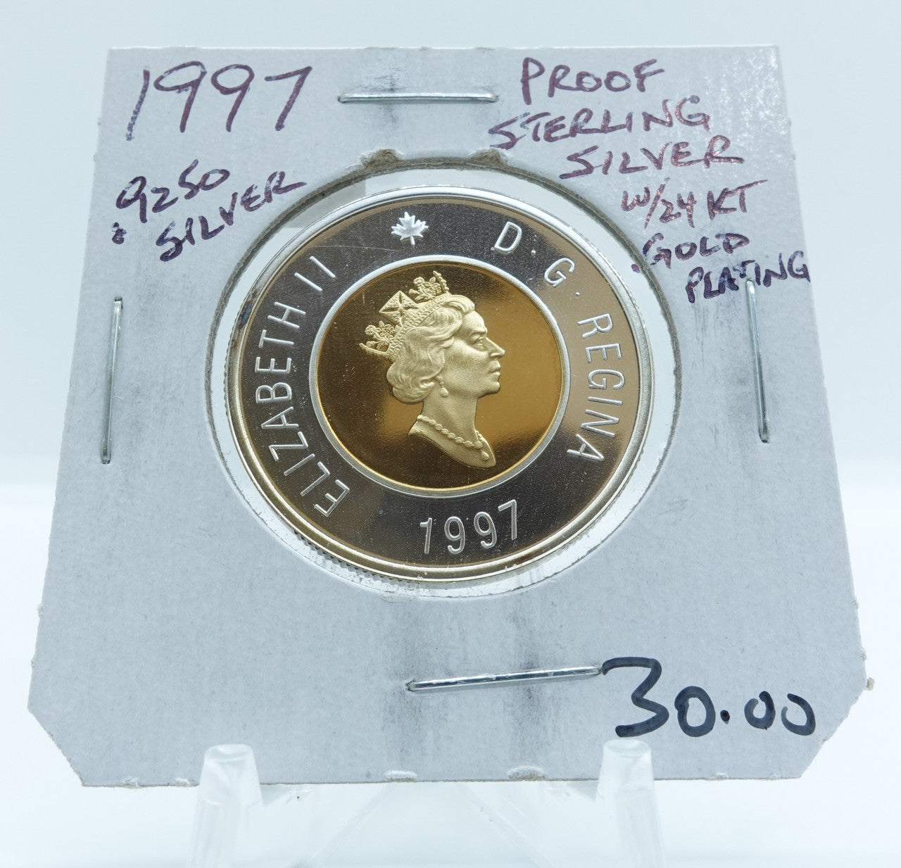 1997 CANADA CIRCULATION TOONIE .9250 PROOF STERLING SILVER WITH 24-KARAT GOLD PLATING