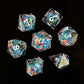 RAINBOW DRAGON LIQUID CORE DICE SET - BLUE AND SILVER