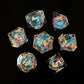 RAINBOW DRAGON LIQUID CORE DICE SET - BLUE AND GOLD