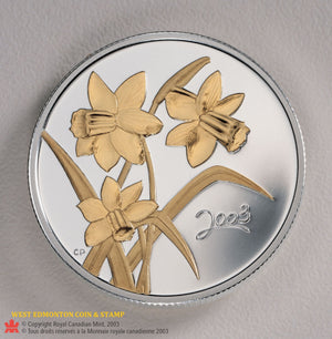 2003 STERLING SILVER & GOLD PLATED 50-CENT COIN - GOLDEN DAFFODIL