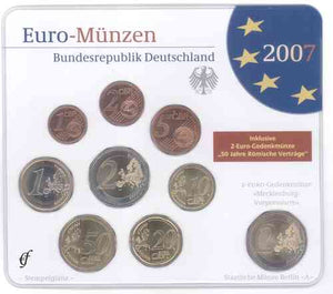 2007 GERMAN EURO-MUNZEN BUNDESREPUBLIK DEUSTCHLAND 9-COIN SET