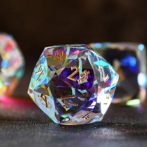 DIAMOND PRISM MULTIFACETED GLASS DICE SET