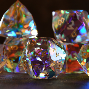 DIAMOND PRISM MULTIFACETED GLASS DICE SET