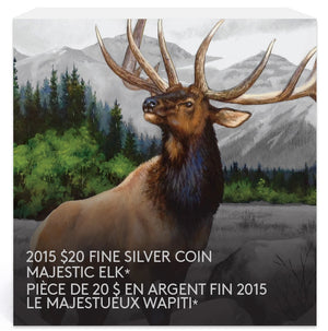 2015 1oz $20 MAJESTIC ANIMALS - ELK FINE SILVER COIN