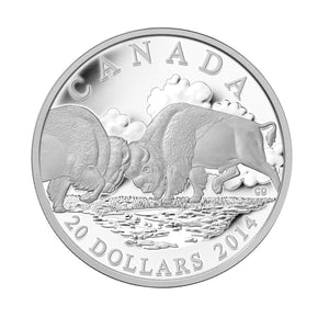 2014 1oz $20 THE BISON: THE FIGHT - FINE SILVER COIN