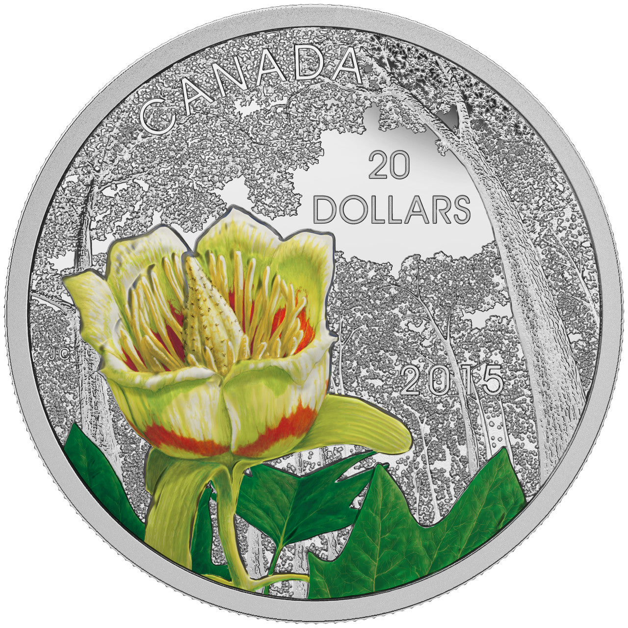 2015 1oz $20 FORESTS OF CANADA: CAROLINIAN TULIP-TREE FINE SILVER COIN