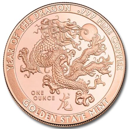 1oz YEAR OF THE DRAGON COPPER ROUND