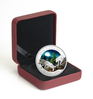2018 1oz $20 GEOMETRIC FAUNA SERIES: GREY WOLVES FINE SILVER COIN