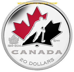 2014 1oz $20 100TH ANNIVERSARY OF HOCKEY CANADA FINE SILVER COIN