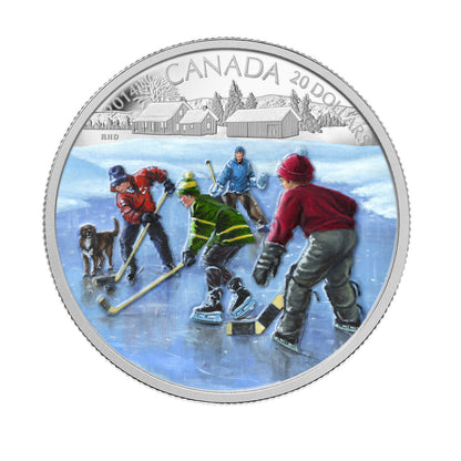 2014 1oz $20 POND HOCKEY FINE SILVER COIN