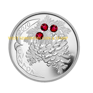 2010 1oz $20 HOLIDAY PINECONES - RUBY - FINE SILVER COIN