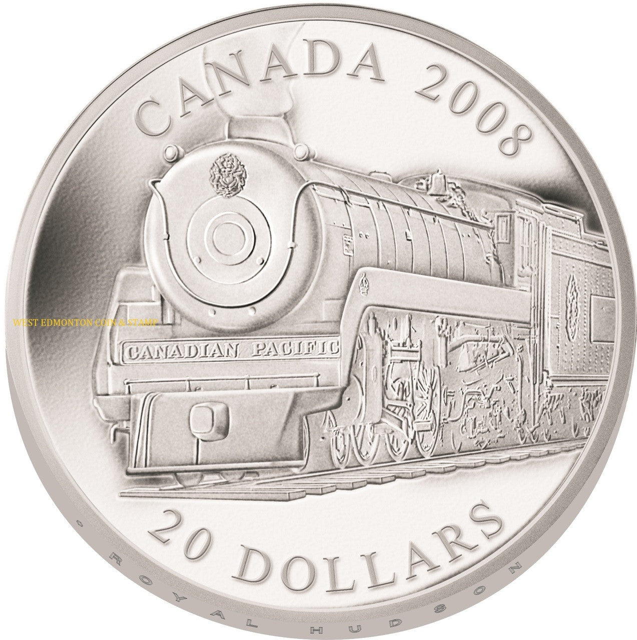 2008 1oz $20 GREAT CANADIAN LOCOMOTIVES - ROYAL HUDSON - FINE SILVER COIN